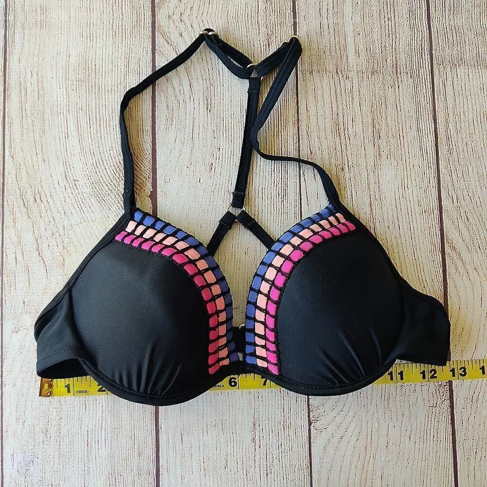 California Waves crochet trimmed push-up bikini top
